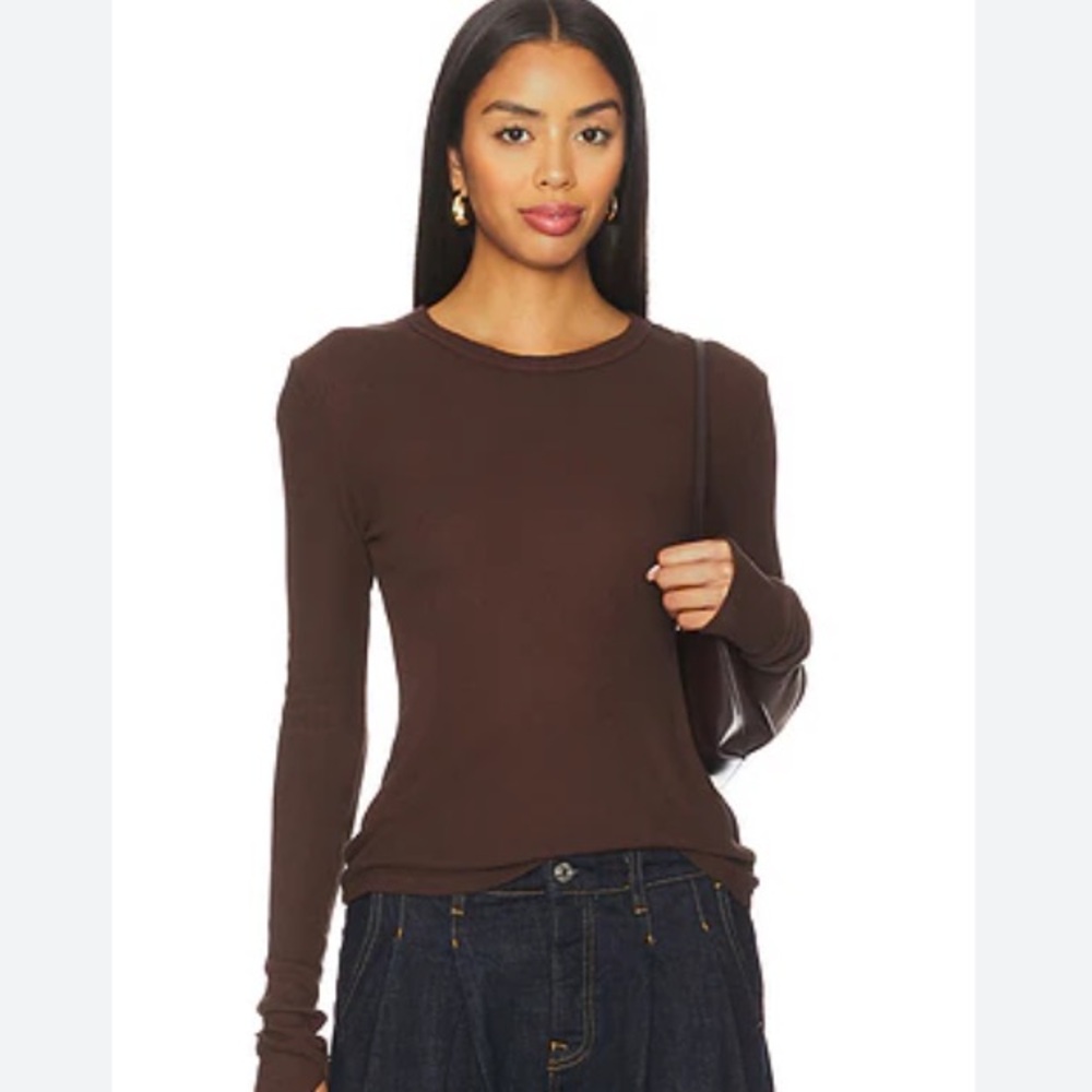 Agolde Delphi fitted Slim Tee long sleeved top in Raisin dark red Women’s L